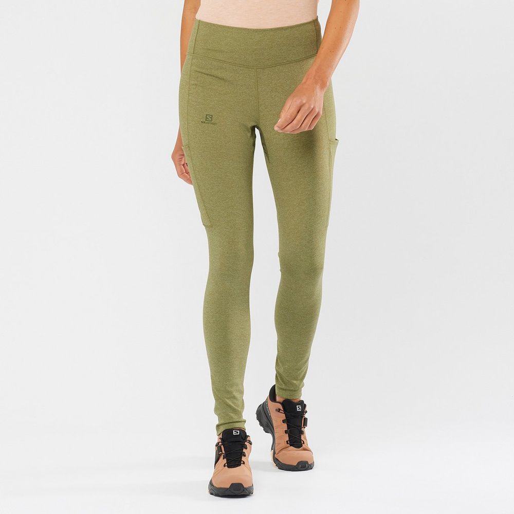 Salomon OUTLINE TIGHTS Leggins Mujer - Verde Oliva - Colombia (58234-ALZP)